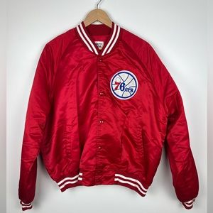 VTG Chalk Line Philadelphia 76ers Satin Basketball Jacket Size XL